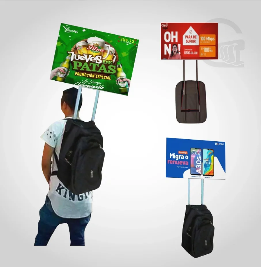 Mochila publicitaria personalizada en Tacna